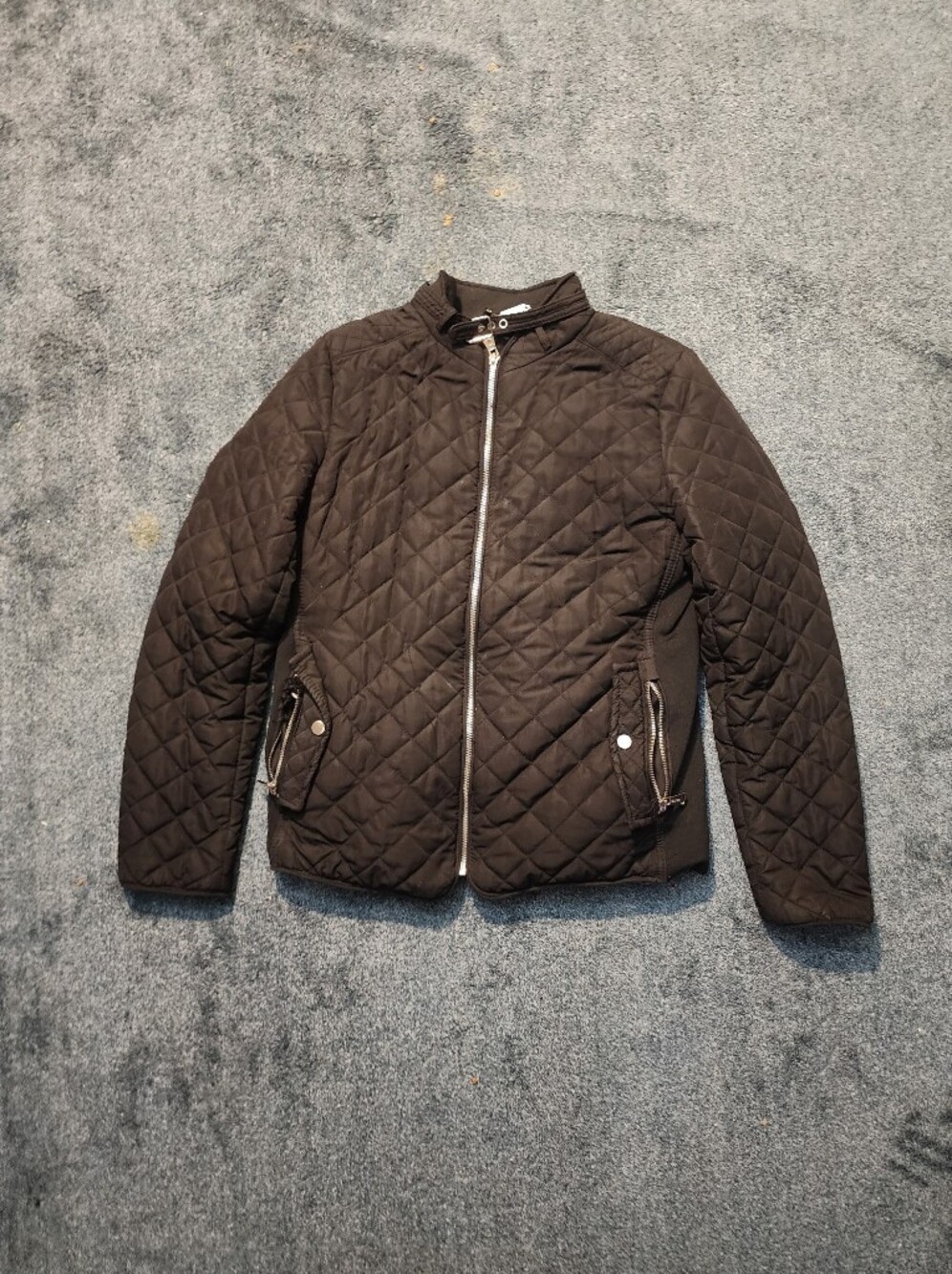 Black Quilted Bomber Jacket